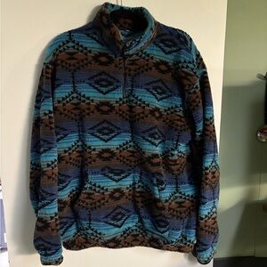 Mens Aztec Print Pullover Half Zip Fleece